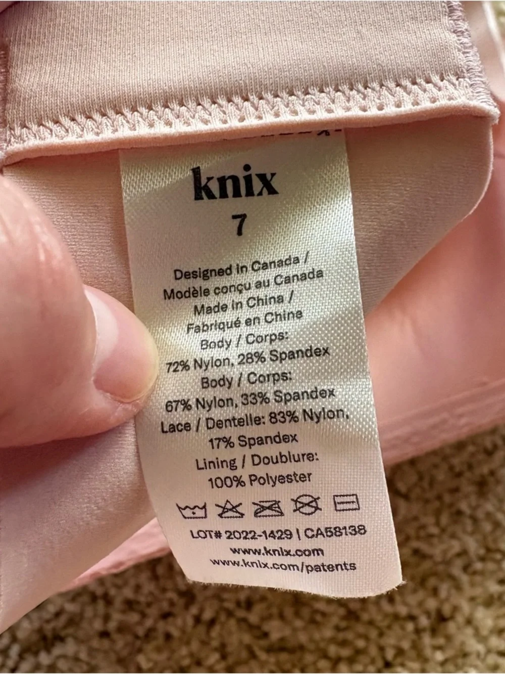Knix WingWoman Contour Bra Lace Rose Water Pink‎ Size 7 36DD 38DD 36E